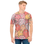 Cute Cartoon Pig Pattern Print Men's T-Shirt