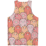 Cute Cartoon Pig Pattern Print Men's Tank Top