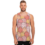 Cute Cartoon Pig Pattern Print Men's Tank Top