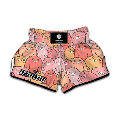 Cute Cartoon Pig Pattern Print Muay Thai Boxing Shorts