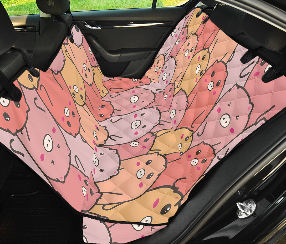 Cute Cartoon Pig Pattern Print Pet Car Back Seat Cover