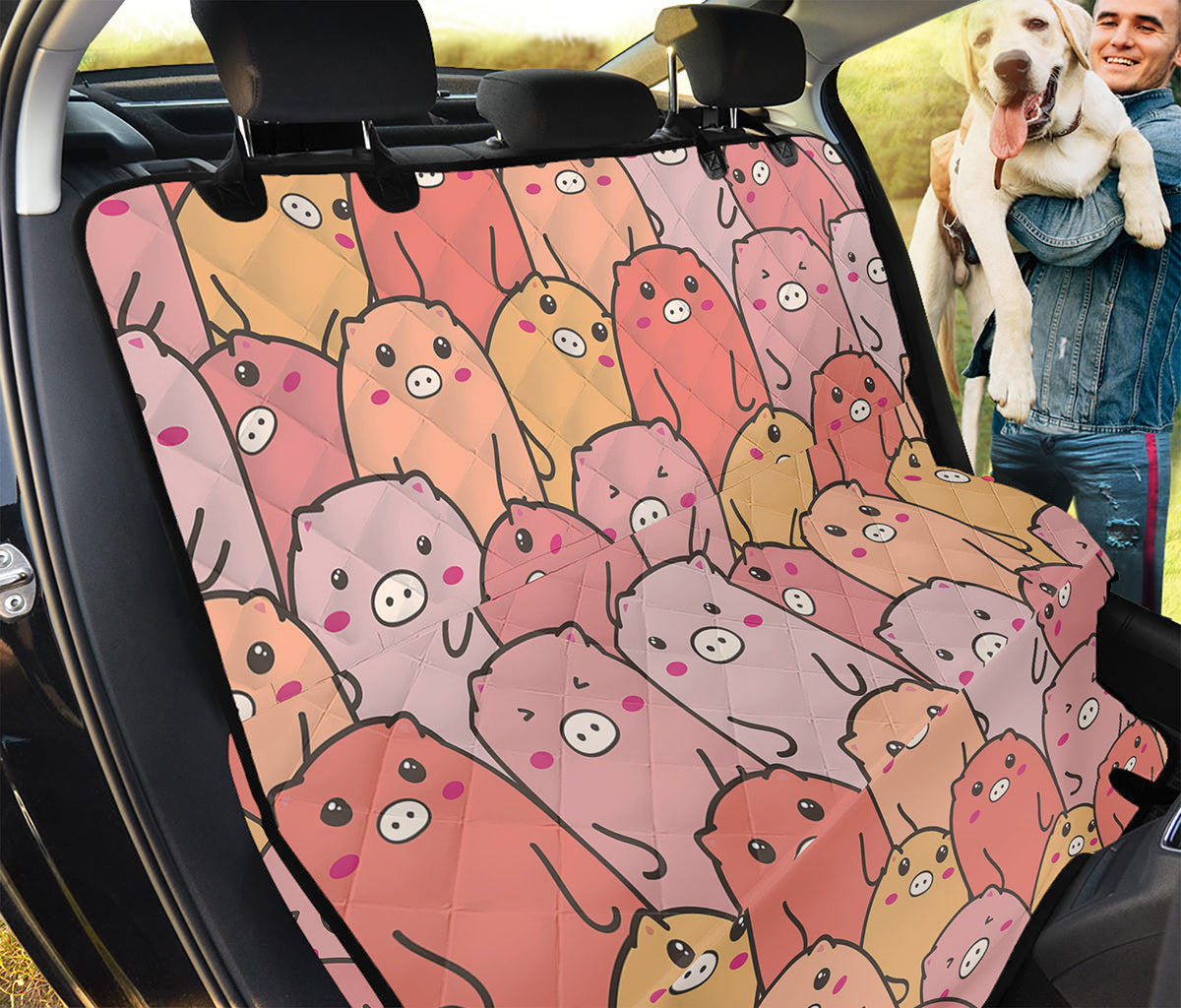 Cute Cartoon Pig Pattern Print Pet Car Back Seat Cover