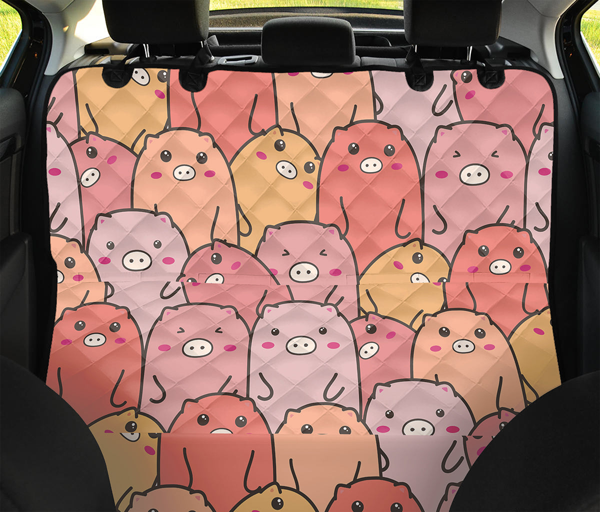 Cute Cartoon Pig Pattern Print Pet Car Back Seat Cover