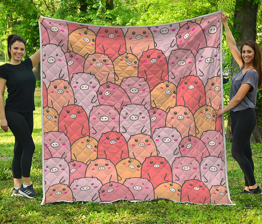Cute Cartoon Pig Pattern Print Quilt