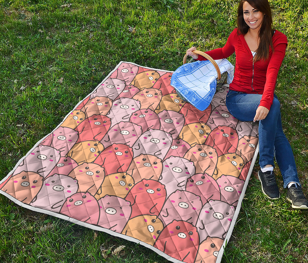 Cute Cartoon Pig Pattern Print Quilt