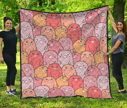 Cute Cartoon Pig Pattern Print Quilt