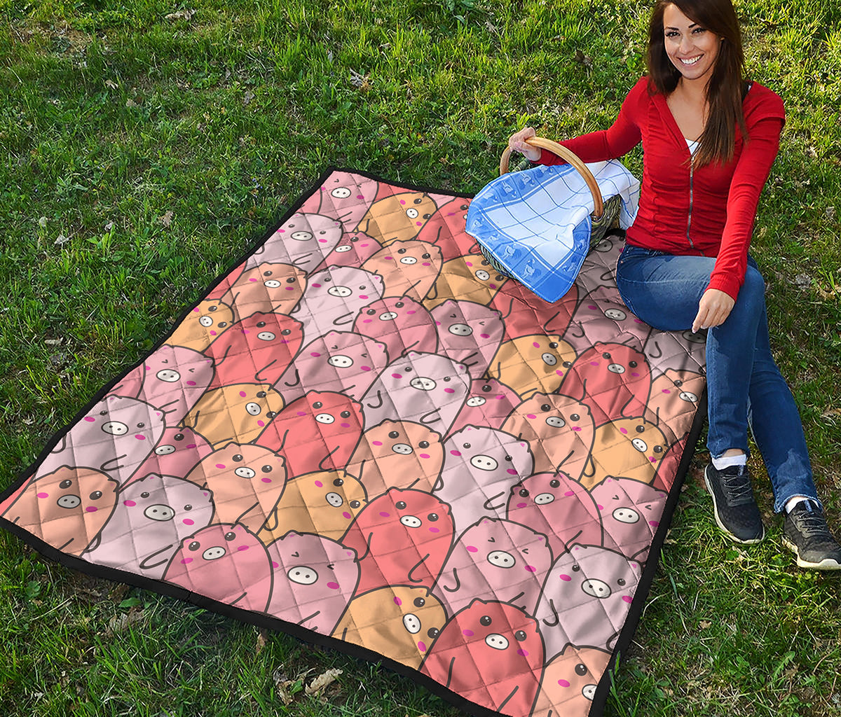 Cute Cartoon Pig Pattern Print Quilt