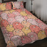 Cute Cartoon Pig Pattern Print Quilt Bed Set