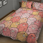 Cute Cartoon Pig Pattern Print Quilt Bed Set