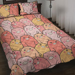 Cute Cartoon Pig Pattern Print Quilt Bed Set