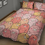 Cute Cartoon Pig Pattern Print Quilt Bed Set