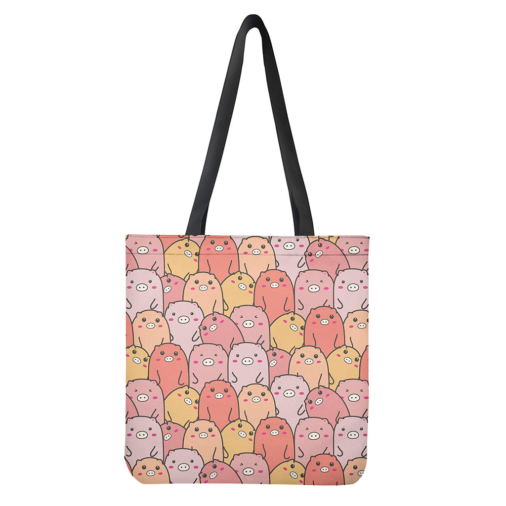 Cute Cartoon Pig Pattern Print Tote Bag