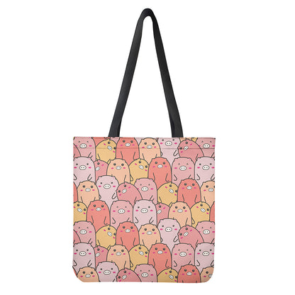 Cute Cartoon Pig Pattern Print Tote Bag