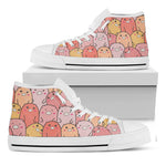 Cute Cartoon Pig Pattern Print White High Top Shoes