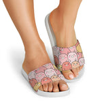 Cute Cartoon Pig Pattern Print White Slide Sandals