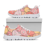 Cute Cartoon Pig Pattern Print White Sneakers