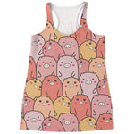 Cute Cartoon Pig Pattern Print Women's Racerback Tank Top