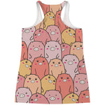 Cute Cartoon Pig Pattern Print Women's Racerback Tank Top