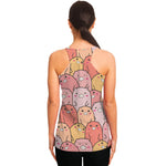 Cute Cartoon Pig Pattern Print Women's Racerback Tank Top