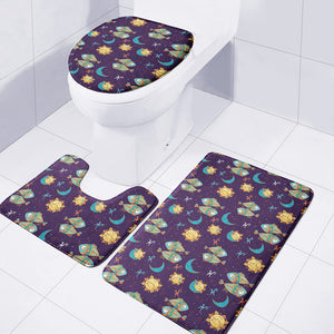 Cute Cartoon Pisces Pattern Print 3 Piece Bath Mat Set