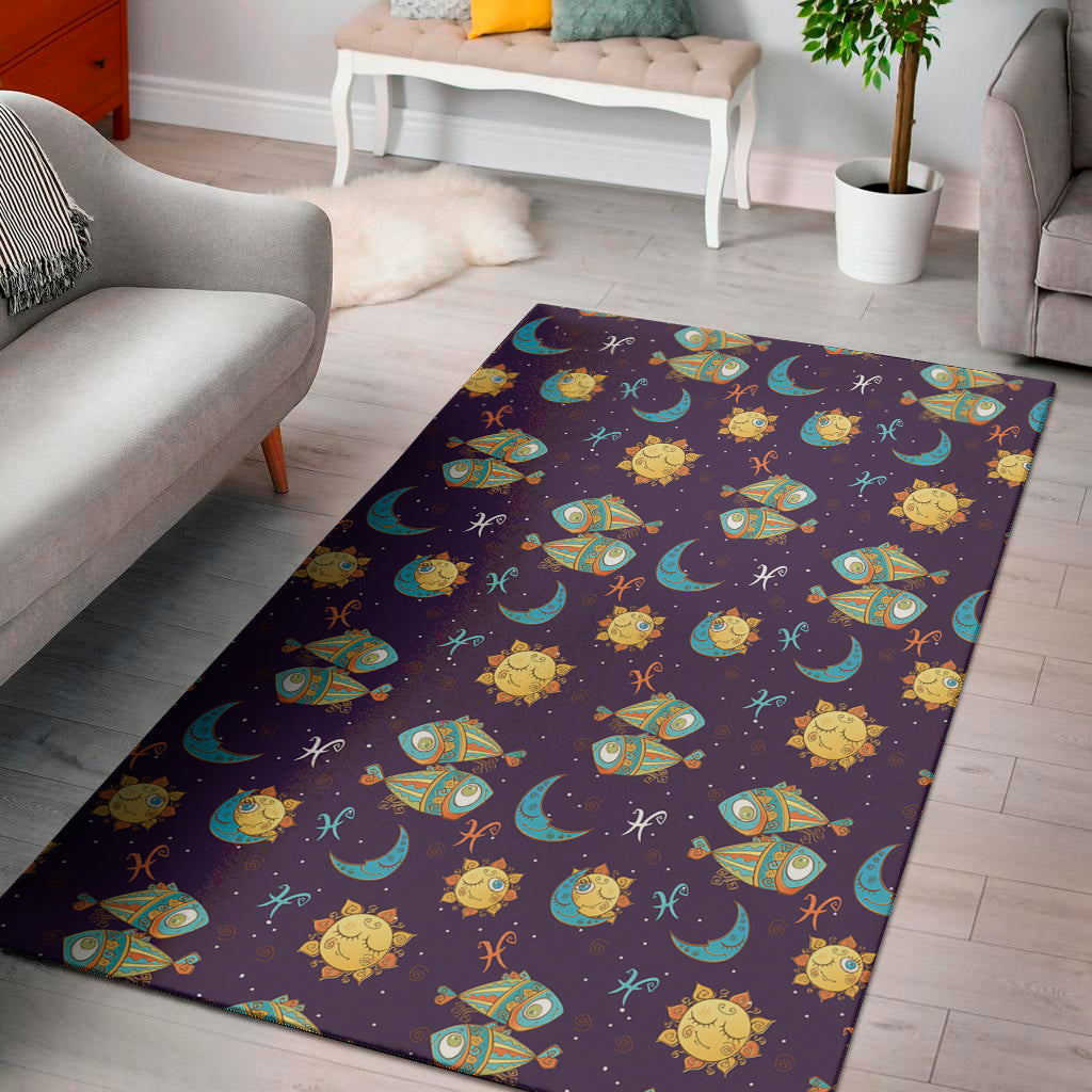 Cute Cartoon Pisces Pattern Print Area Rug