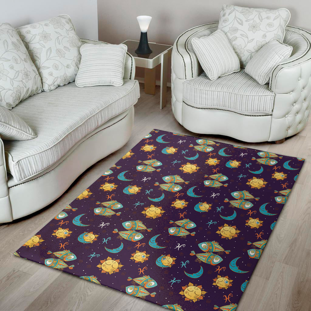 Cute Cartoon Pisces Pattern Print Area Rug