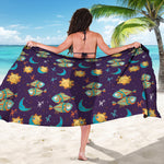 Cute Cartoon Pisces Pattern Print Beach Sarong Wrap