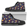 Cute Cartoon Pisces Pattern Print Black High Top Sneakers