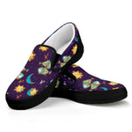 Cute Cartoon Pisces Pattern Print Black Slip On Shoes