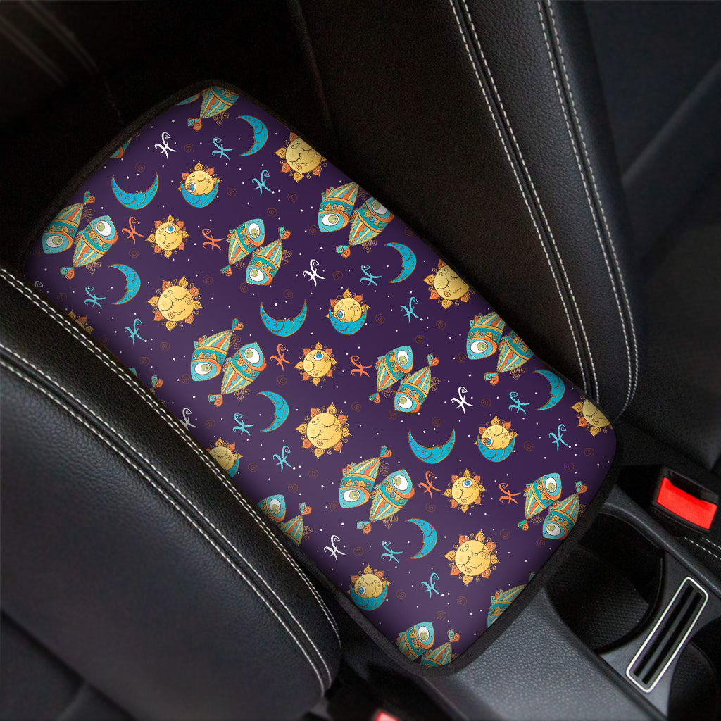 Cute Cartoon Pisces Pattern Print Car Center Console Cover