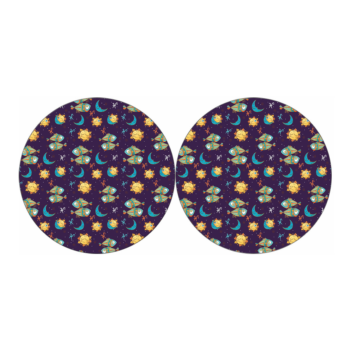 Cute Cartoon Pisces Pattern Print Car Coasters