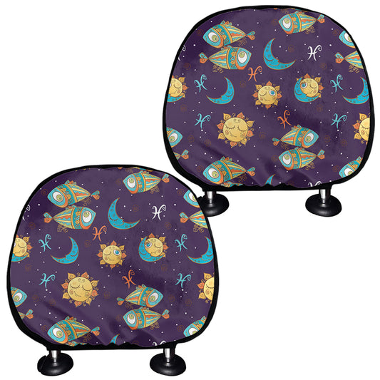 Cute Cartoon Pisces Pattern Print Car Headrest Covers
