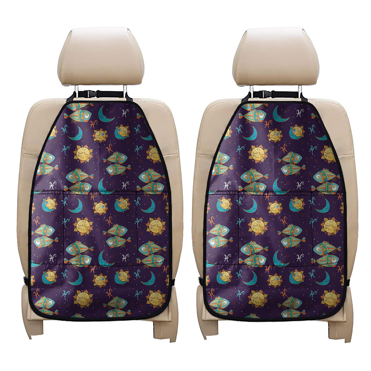 Cute Cartoon Pisces Pattern Print Car Seat Organizers