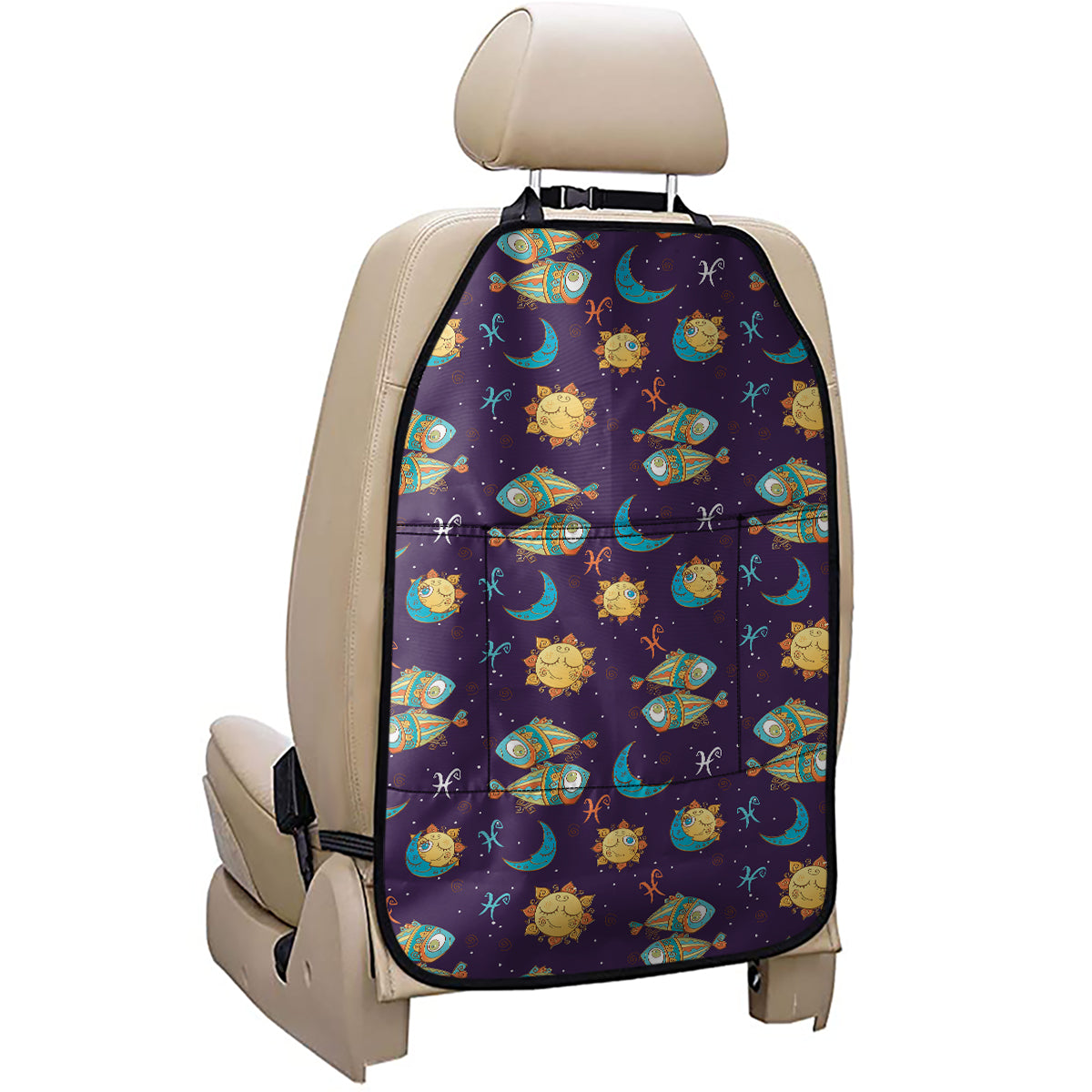 Cute Cartoon Pisces Pattern Print Car Seat Organizers
