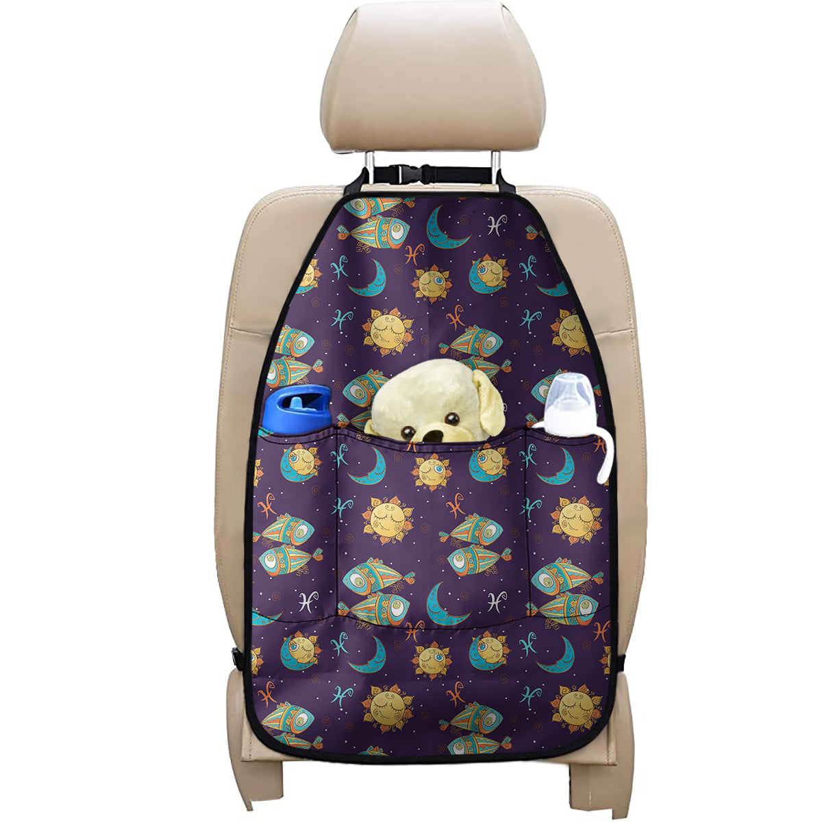 Cute Cartoon Pisces Pattern Print Car Seat Organizers