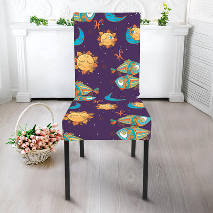 Cute Cartoon Pisces Pattern Print Dining Chair Slipcover