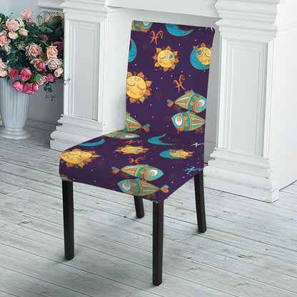 Cute Cartoon Pisces Pattern Print Dining Chair Slipcover