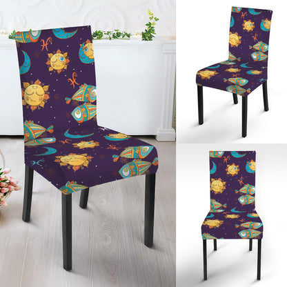 Cute Cartoon Pisces Pattern Print Dining Chair Slipcover