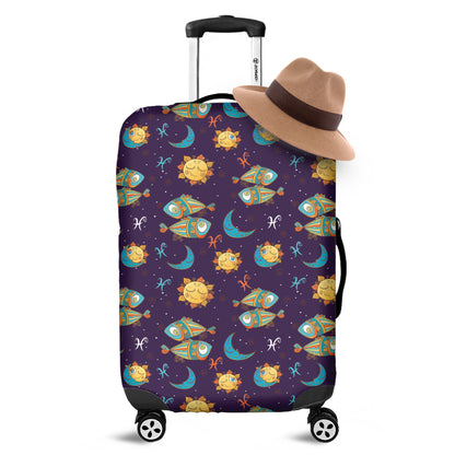 Cute Cartoon Pisces Pattern Print Luggage Cover