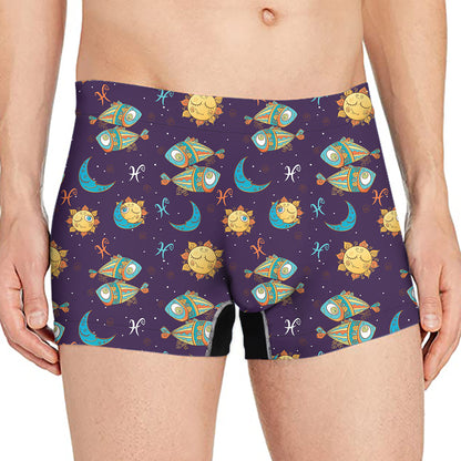 Cute Cartoon Pisces Pattern Print Men's Boxer Briefs