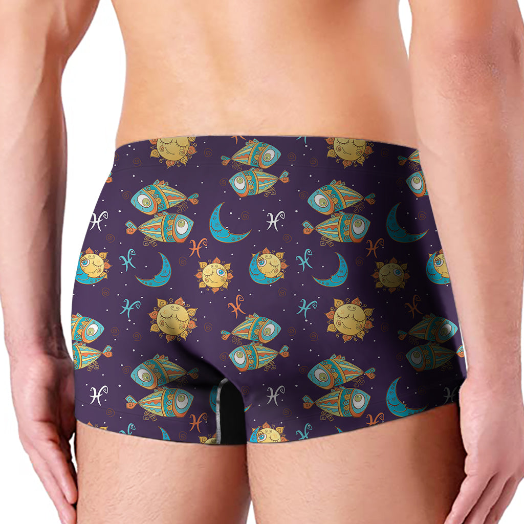 Cute Cartoon Pisces Pattern Print Men's Boxer Briefs