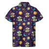 Cute Cartoon Pisces Pattern Print Men's Short Sleeve Shirt