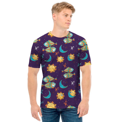 Cute Cartoon Pisces Pattern Print Men's T-Shirt