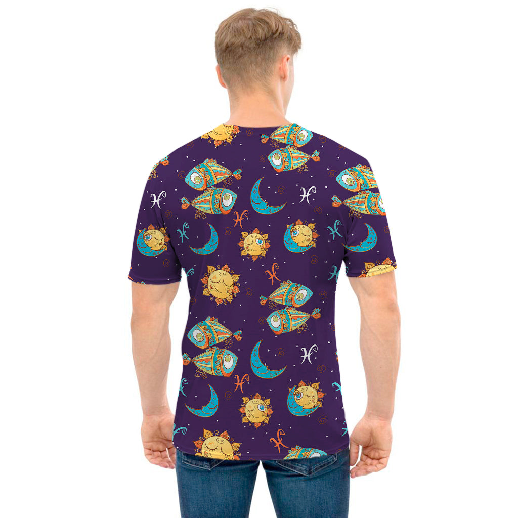 Cute Cartoon Pisces Pattern Print Men's T-Shirt