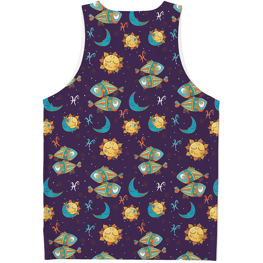 Cute Cartoon Pisces Pattern Print Men's Tank Top