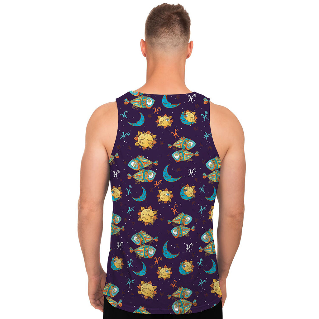 Cute Cartoon Pisces Pattern Print Men's Tank Top