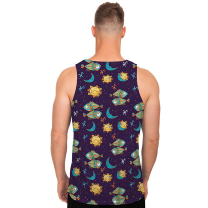 Cute Cartoon Pisces Pattern Print Men's Tank Top