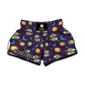 Cute Cartoon Pisces Pattern Print Muay Thai Boxing Shorts