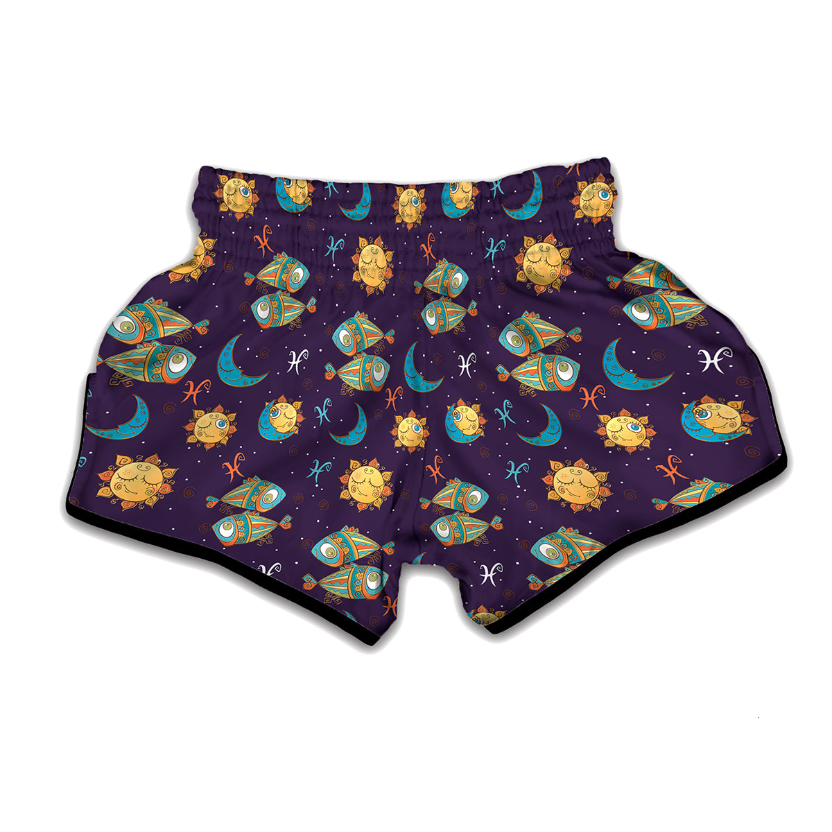 Cute Cartoon Pisces Pattern Print Muay Thai Boxing Shorts