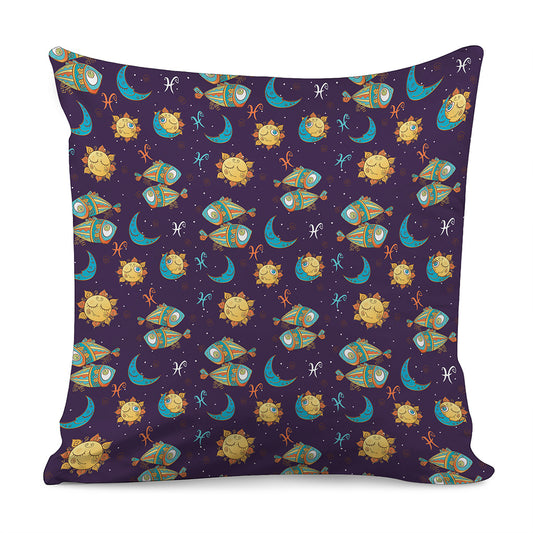 Cute Cartoon Pisces Pattern Print Pillow Cover